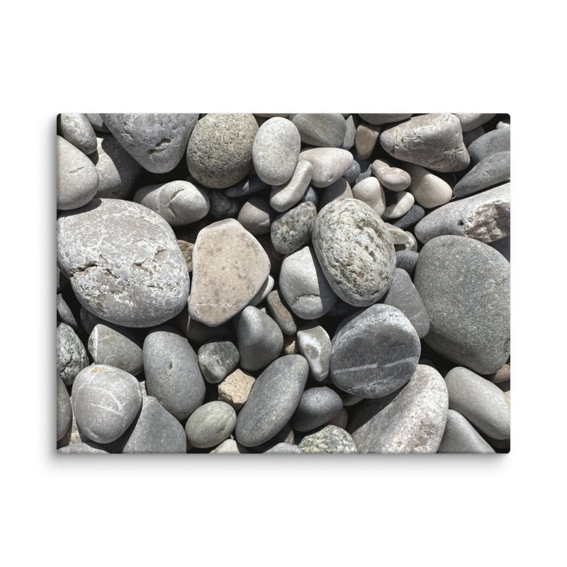 Smooth beach pebbles at Plage du Casino, Menton, France — canvas print